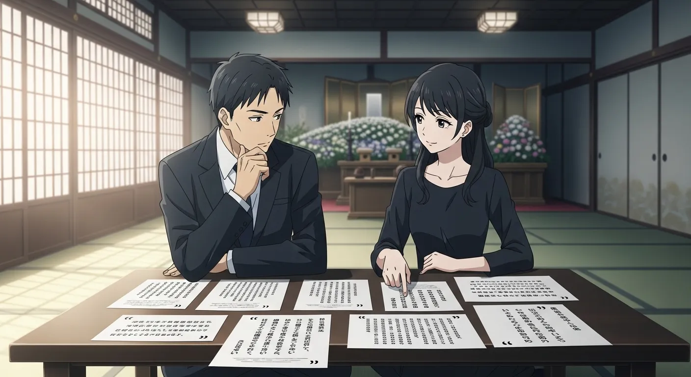 須賀川市の葬儀社を比較検討している家族の様子